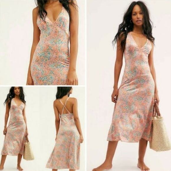 Free People Nowhere To Be Silky Retro XS Dress - Picture 11 of 12